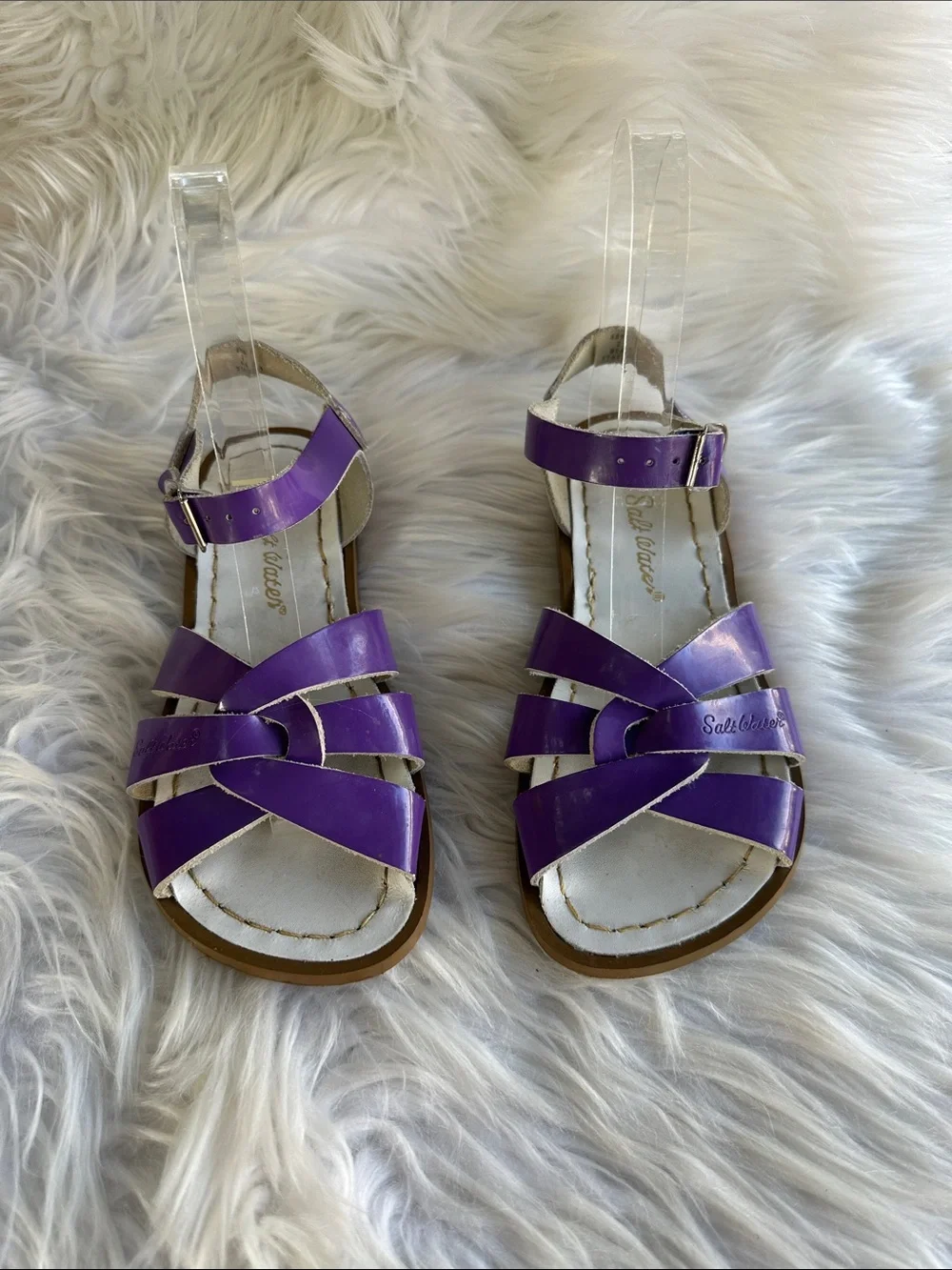 Salt Water Purple Leather Sandals